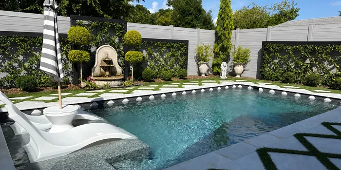 Modern pool with sun shelf